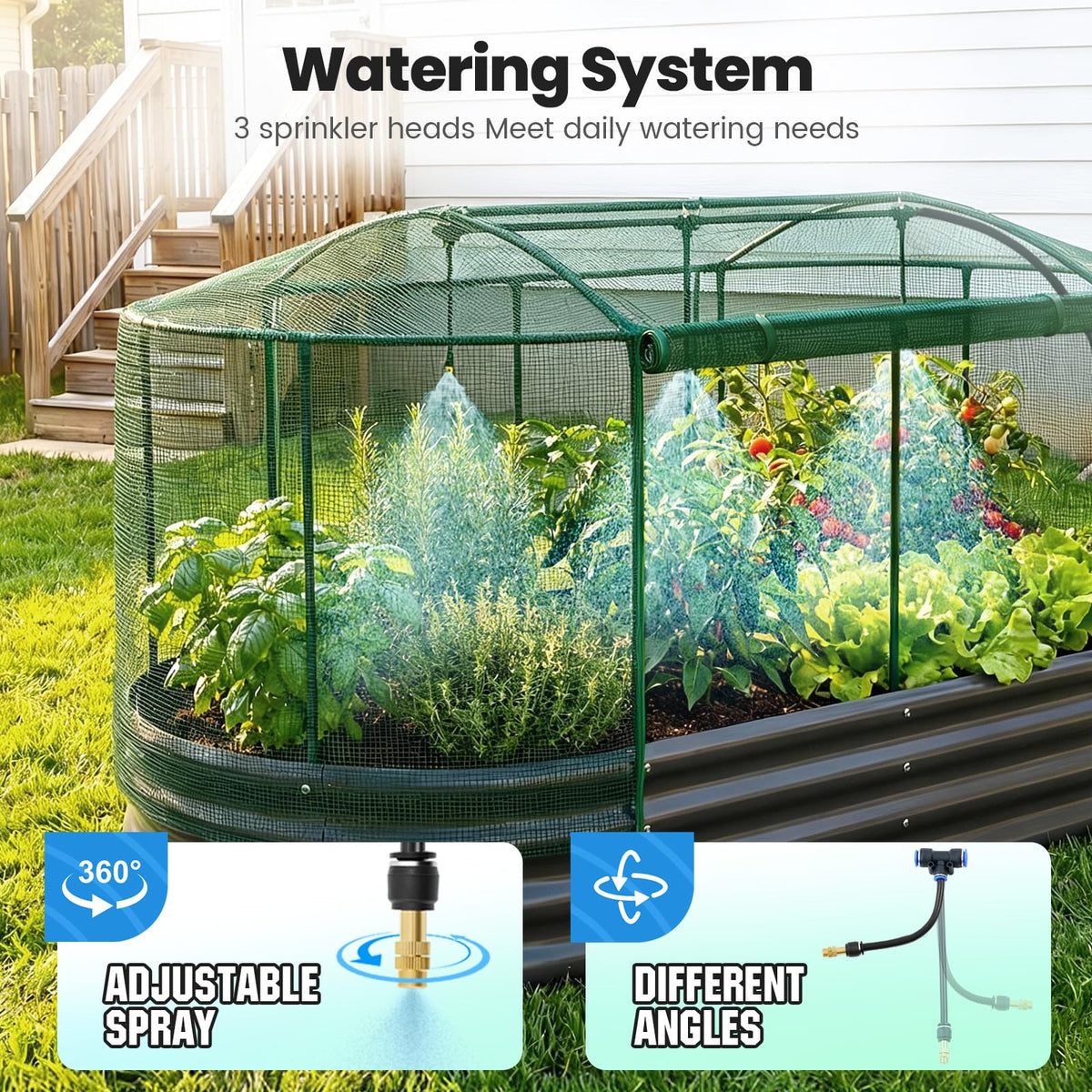 Quictent Galvanized Raised Garden Bed Kit with Self Watering System and Mesh Cover, Large Oval Metal Outdoor Planter Garden Boxes for Vegetables Herbs Flowers, 6x3x1Ft