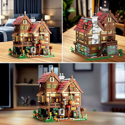 Reobrix Medieval Tavern Building Set European Century Bistro Kit 66018 Collectible Architecture Display with Highly Detailed Wine Cellar &amp Armory Creative Construction Gifts for Adults Teens 1