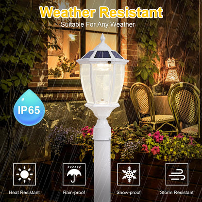 GYDZ Solar Post Light, Waterproof Aluminum Lamp for Pillar, Dusk to Dawn, Model 6531S.E-WH, White