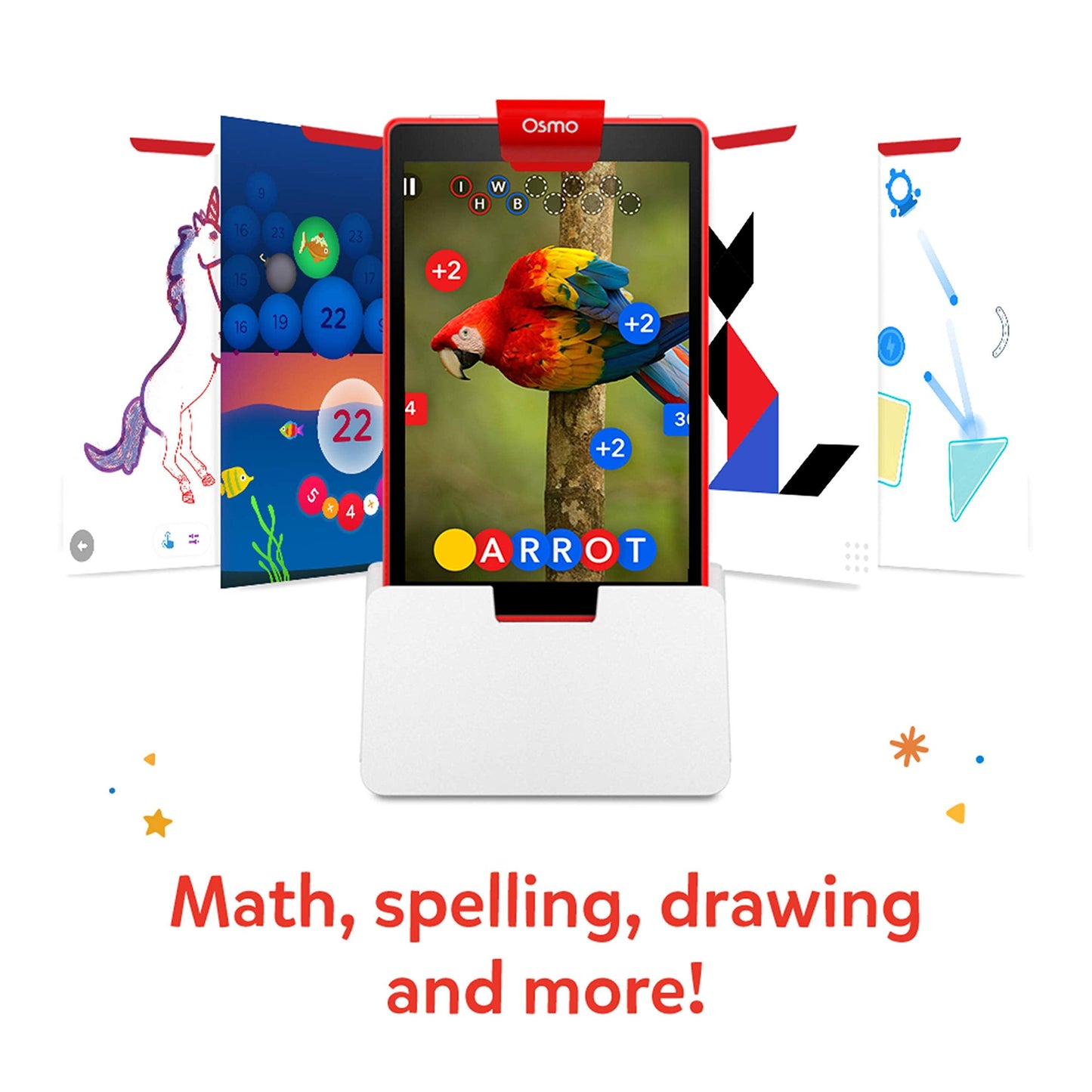 Osmo - Genius Starter Kit for Fire Tablet Plus Coding Family Bundle -Ages 5-10 - Math, Spelling, Creativity, Coding Jam, Awbie, Duo & More (Fire Base Included), 5 Educational Games (Amazon Exclusive)