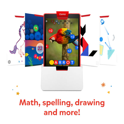 Osmo - Genius Starter Kit for Fire Tablet Plus Coding Family Bundle -Ages 5-10 - Math, Spelling, Creativity, Coding Jam, Awbie, Duo & More (Fire Base Included), 5 Educational Games (Amazon Exclusive)