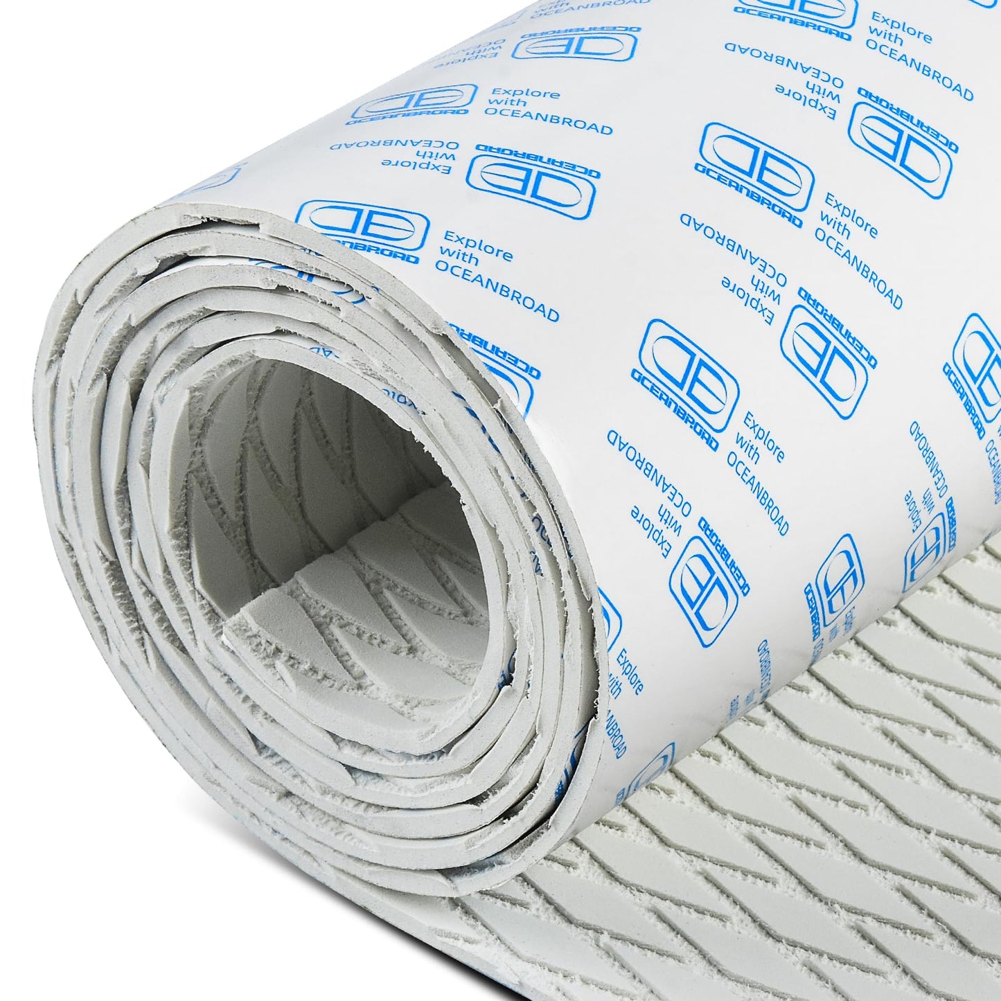OCEANBROAD Self-Adhesive 96''x47'' Boat Flooring Non-Slip Diamond Pattern EVA Foam Marine Grip Sheet for Jon Boats Surfboard SUP Kayak Yacht, Cool Gray