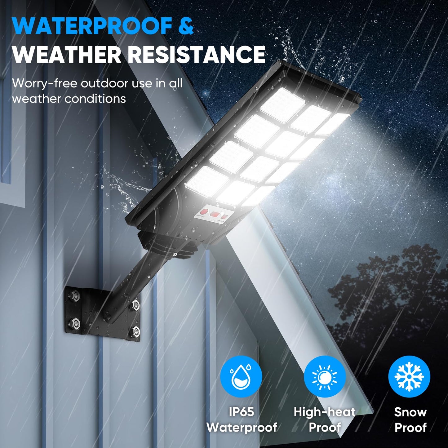 Brightever 4-Pack Solar Street Light Outdoor Waterproof, Motion Sensor Solar Powered Light, Dusk to Dawn LED Solar Parking Lot Flood Light for Outside, Yard, Garden, Path