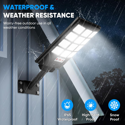 Brightever 4-Pack Solar Street Light Outdoor Waterproof, Motion Sensor Solar Powered Light, Dusk to Dawn LED Solar Parking Lot Flood Light for Outside, Yard, Garden, Path