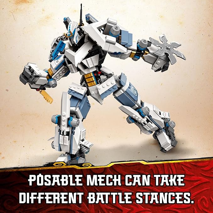 LEGO NINJAGO Legacy Zane’s Titan Mech Battle 71738 Action Figure Ninja Toy with Golden Jay Minifigure and Ghost Warriors Gifts for Kids Boys &amp Girls