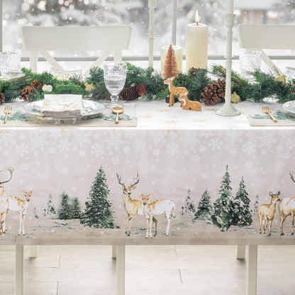 Maison d' Hermine Table Cloth Square Table 100% Cotton 54 x 54 Inches Fall Tablecloth Reusable Everyday Use for Thanksgiving Christmas Decorations Dining Farmhouse Party (Deer in The Woods)