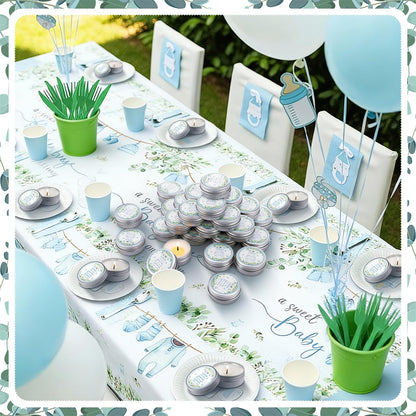 MTLEE 50 Pcs Greenery Baby Shower Scented Candles for Boy Gift Travel Tin Candle Aromatherapy Candle Favors for Winter Baby Shower Favors Wedding Gifts, Compound Scent Essential Oil