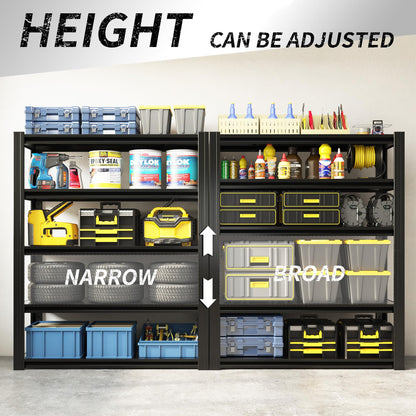 EKJ 78" H Garage Shelving 3000LBS Heavy Duty Storage Racks, Adjustable 5 Tier Metal Shelves Unit, Industrial Utility Shelves for Workshop, Basement, Home Office 78" H*47.2W*18D