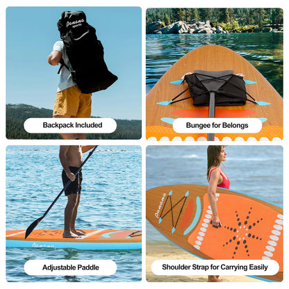 Panana Inflatable Stand Up Paddle Board 10' x 30'' x 6'' iSUP with Accessories Kit, Non-Slip Deck Paddleboard for Adults Beginners Youth, Includes Paddle Pump Fins Leash Backpack