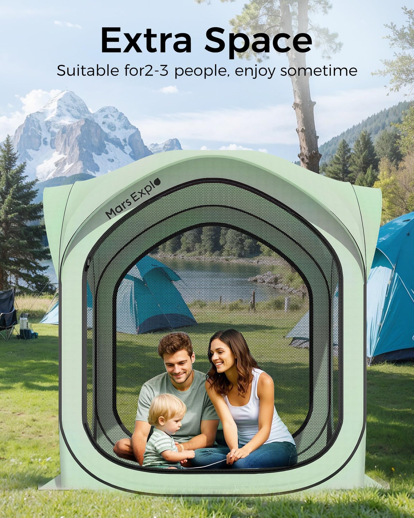 6x6FT Pop-Up Screen House Tent, Instant Portable Screen Room Canopy with Mesh Doors and Carry Bag for Patio, Backyard, Deck, Camping, and Outdoor Activities,Seafoam Green