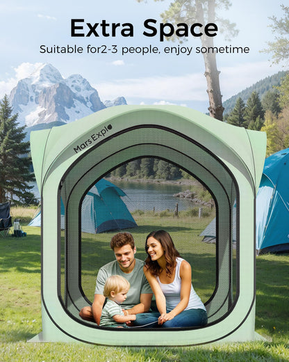 6x6FT Pop-Up Screen House Tent, Instant Portable Screen Room Canopy with Mesh Doors and Carry Bag for Patio, Backyard, Deck, Camping, and Outdoor Activities,Seafoam Green