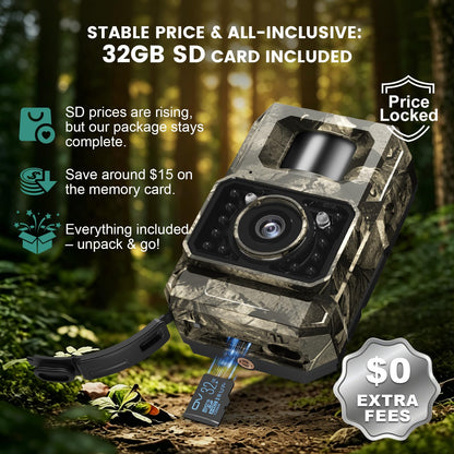 MAXDONE Solar Trail Camera 2 Pack - 4K 64MP WiFi Bluetooth Solar Deer Camera with Night Vision Motion Activated, Game Camera IP66 Waterproof, Wildlife Cameras Built-in Battery Rechargeable Power