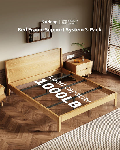 Bed Frame Support System 3Pack 58in-68in, Adjustable Bed Frame Center Support, Bed Support Slats for Queen and King Mattress, Box Springs, and Universal Bed Foundations (Black/3pack, 70Inch-80Inch)