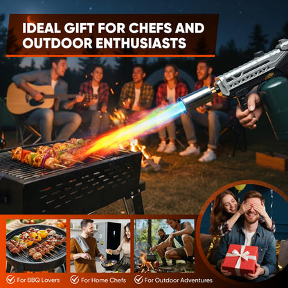 Sakerplus Propane Torch, 3272°F High Power Torch Gun with Adjustable Flame & Safety Lock, Heavy Duty Blow Torch for BBQ, Sous Vide, Steak Searing, Campfire & Charcoal Starter (Tank Not Included)