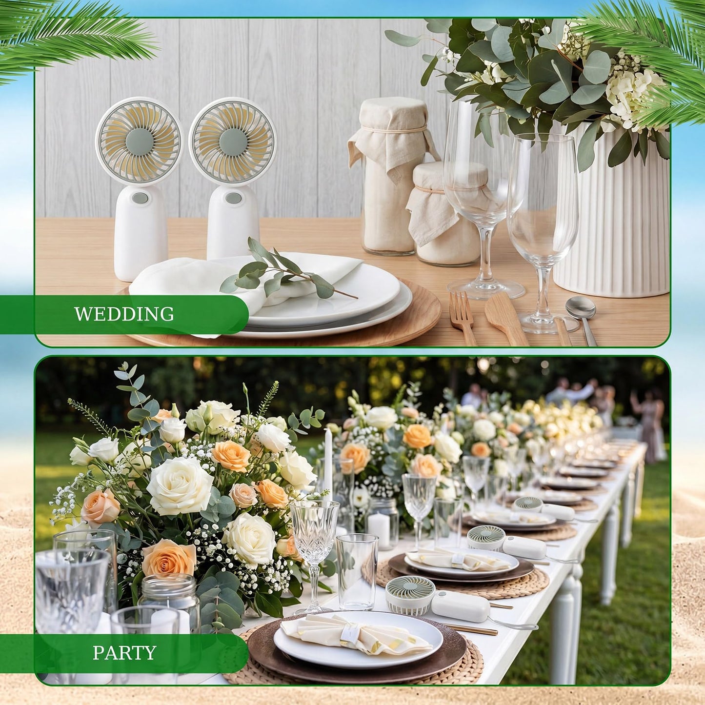 Woanger 100 Pcs Portable Mini Handheld Fan Bulk with Rope Lash Desk Fan for Makeup Summer Appreciation Gifts Individually Boxed for Wedding Travel Camping Hiking (Green)