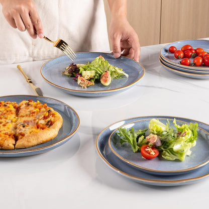 AmorArc Ceramic Dinnerware Sets,Handmade Reactive Glaze Stoneware Plates and Bowls Sets,Highly Scratch Resistant | Dishwasher & Microwave Safe Dishes Set,Service for 4 (12pc)