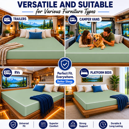 Greaton, 10-Inch Gel Memory Foam RV Mattress Replacement with Vinyl Cover, Medium Firm & Waterproof, Travel Camper Trailer Truck and Bunk, Pressure-Relief Support, Made in USA, 75" x 34"
