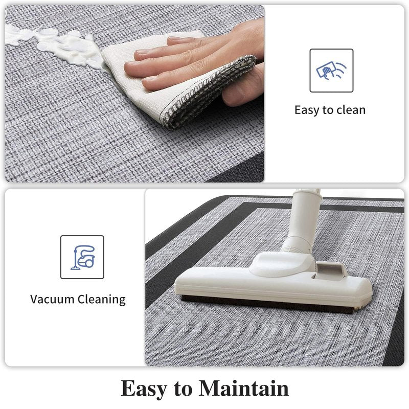 Mattitude Kitchen Mats Set of 2,Cushioned Anti-Fatigue Non-Skid Rug Sets Ergonomic Comfort Standing Mat for Kitchen, Floor, Office, Sink, Laundry, Black and Gray