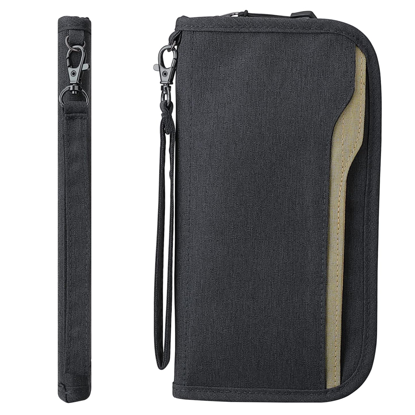 ZOPPEN Rfid Passport Holder Travel Wallet Family Documents Organizer Travel Accessories for 6 Passport, 03# Dark Grey