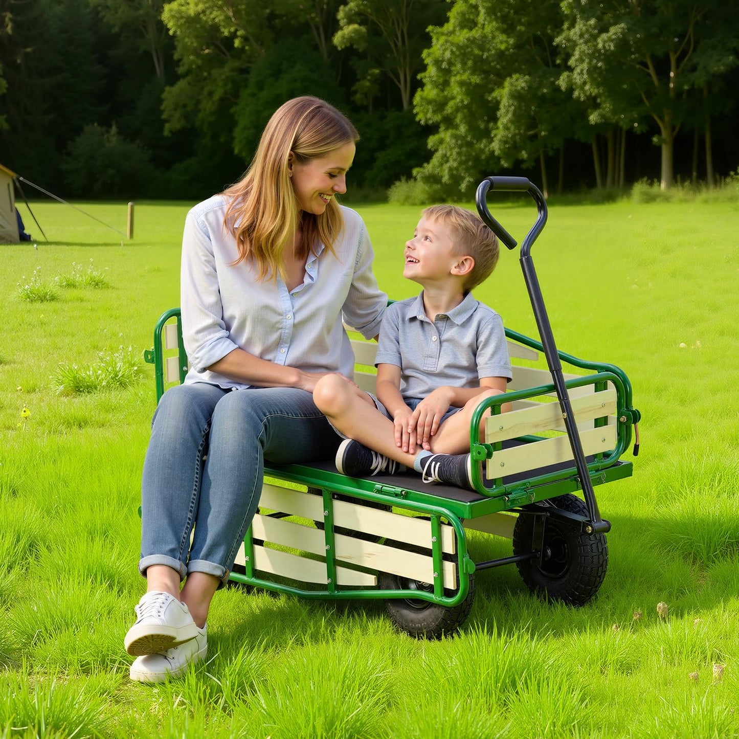 VEVOR Pull Along Kids Wagon, Rolling Toy Cargo Wagons for Kids, Outdoor Children Stroller Wagon for Beach Gardening Camping Essentials with Removable Sides