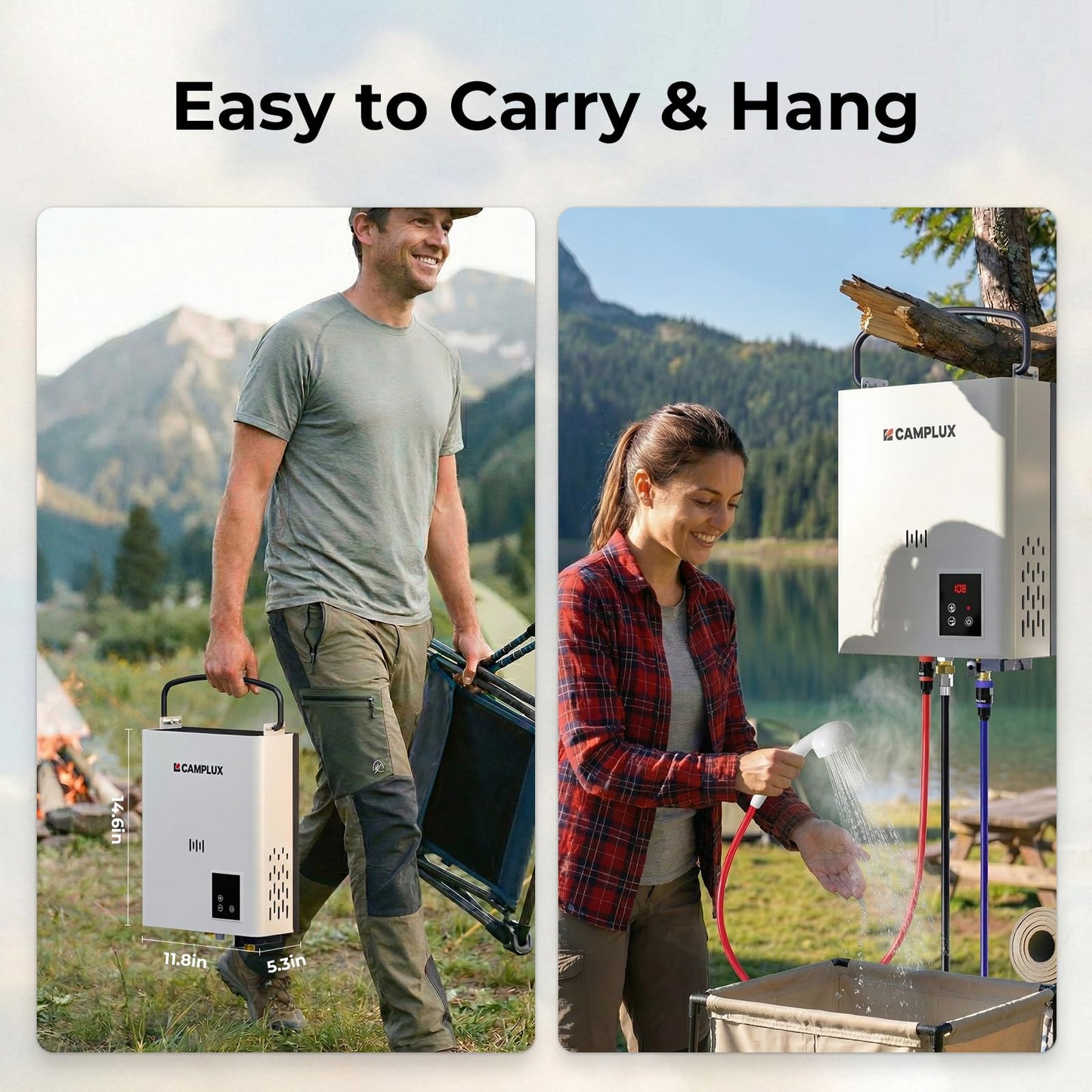CAMPLUX F5 Ultra, First Thermostatic Portable Water Heater, ±1℉ Constant Temperature Propane Water Heater, 9.9LB Lightweight & Compact for 3s Instant Hot Water, Outdoor Camping, Off-Grid Cabin