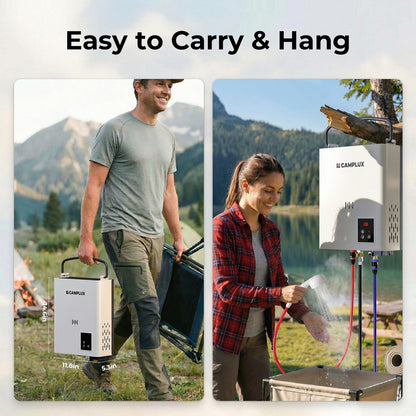 CAMPLUX F5 Ultra, First Thermostatic Portable Water Heater, ±1℉ Constant Temperature Propane Water Heater, 9.9LB Lightweight & Compact for 3s Instant Hot Water, Outdoor Camping, Off-Grid Cabin