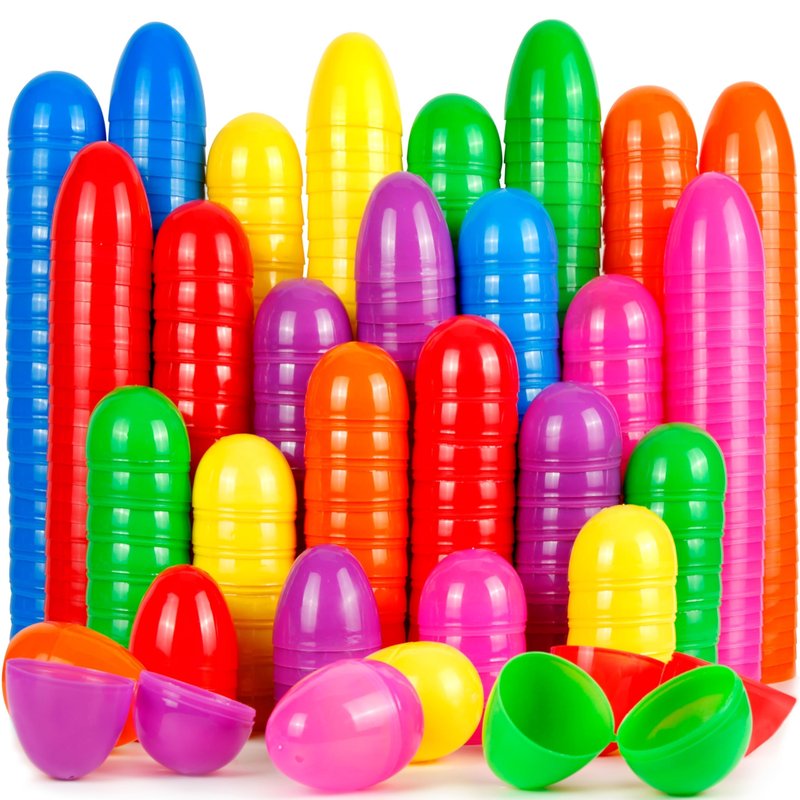 OCTERIC 60Pcs Easter Eggs, 2.3" Fillable Bright Colors Plastic Easter Eggs Empty for Easter Hunt, Easter Basket Stuffers, Party Favor, Classroom Prize Supplies