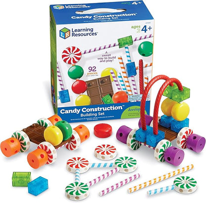 Learning Resources Candy Construction Building Set - 92 Pieces Ages 4+ Fine Motor Skills Toy Toddler Preschool STEM Gifts for Boys