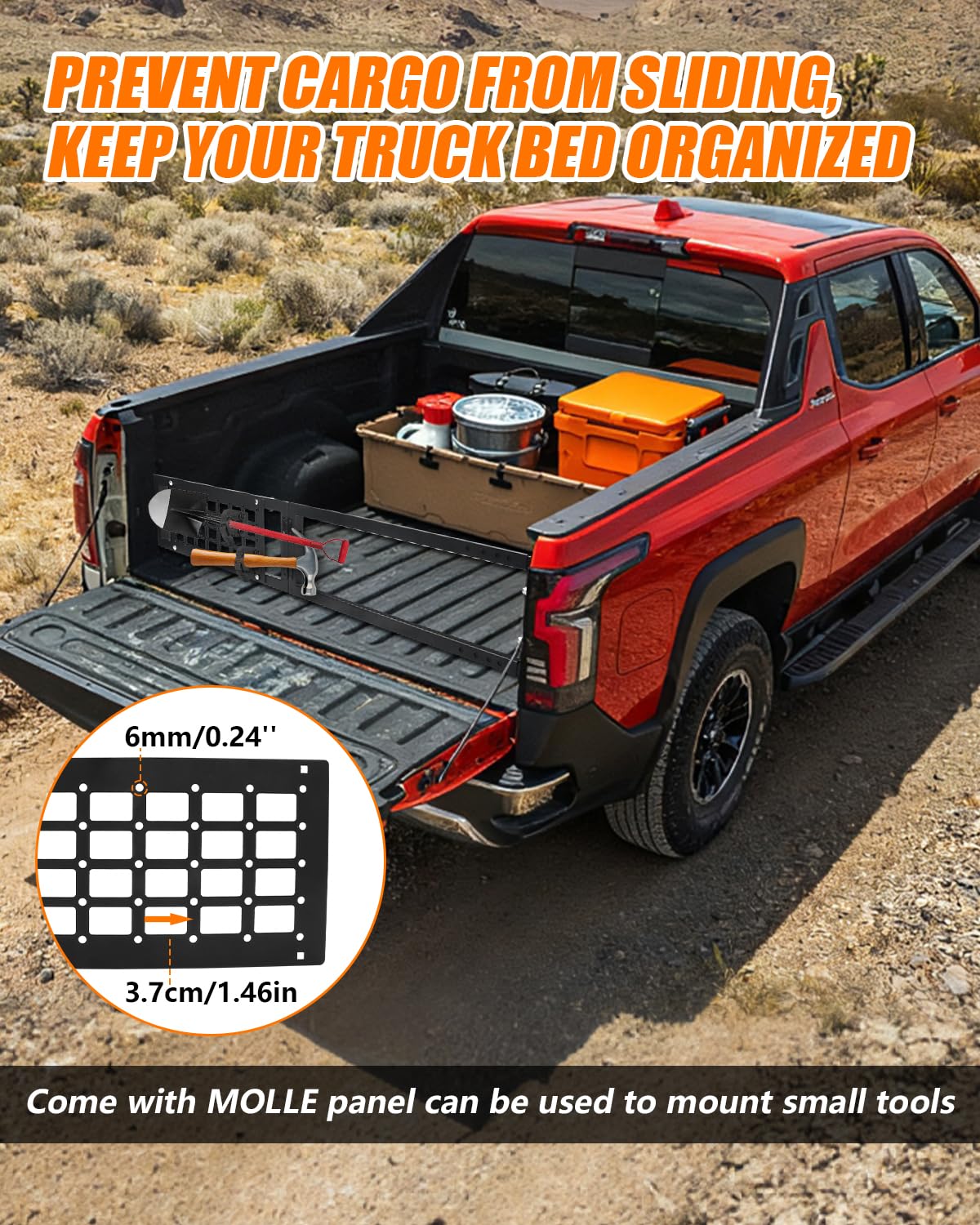 ADTOPI Adjustable Truck Bed Divider Organizer Compatible with 47'' to 67'' Pickup & Trucks bed, Aluminum Cargo Management Separator Molle Panel, Universal Truck Bed Divider Storage Accessories