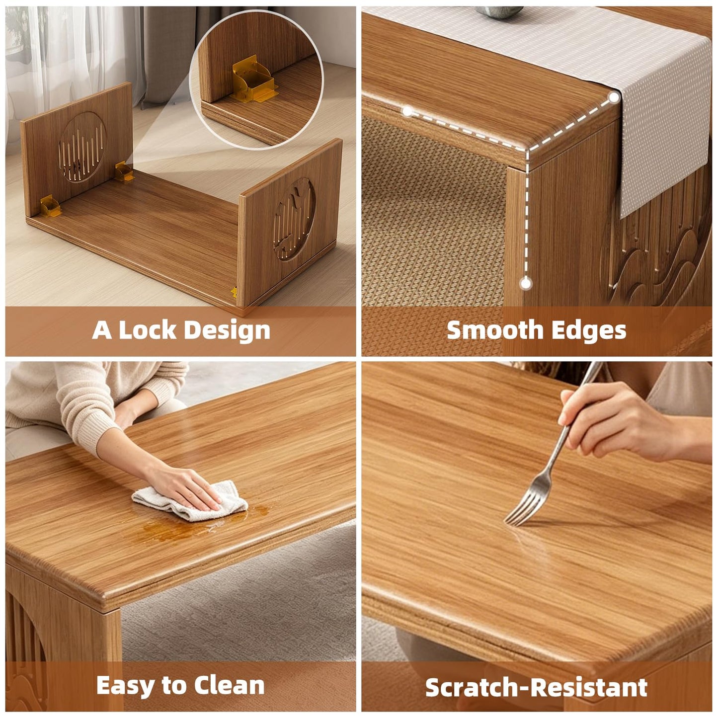 Ekjkldo Folding Coffee Table, Foldable Japanese Floor Table No Assembly, Low Coffee Table for Sitting On The Floor, Small Coffee Tables for Living Room Meditation Tea Room Tatami Dining 39.4 Inch
