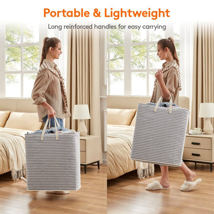 Lifewit 2 Pack Laundry Basket 100L Each, Collapsible Clothes Hamper with Reinforced Handles, Freestanding Waterproof Design for Bedroom and Laundry Room, Grey 200L Total