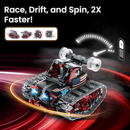 Sillbird Robot Building Kit with Remote Control Gifts for Kids Boys Ages 8-12 STEM Coding Robotic Technic Tracked Racer Car Toys for Birthday - Build 4in1 Model with 631 Pieces