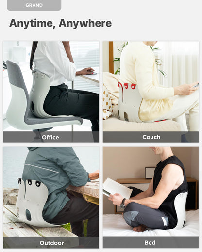 curble Grand(Extra Wide & Sturdy) – Ergonomic Back and Lumbar Support for Good Posture Correction and Back Pain Relief, Perfect for Office, Floor Seat and Work from Home, Patented (Grey)
