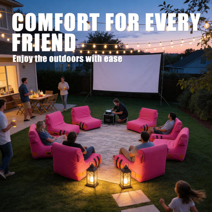 HI-NEW-TEX Inflatable Couch with Removable Electric Pump: Portable Air Sofa Lounger for Camping, RV Travel, Beach, Festivals, Backyard and Dorm Rooms, Pink