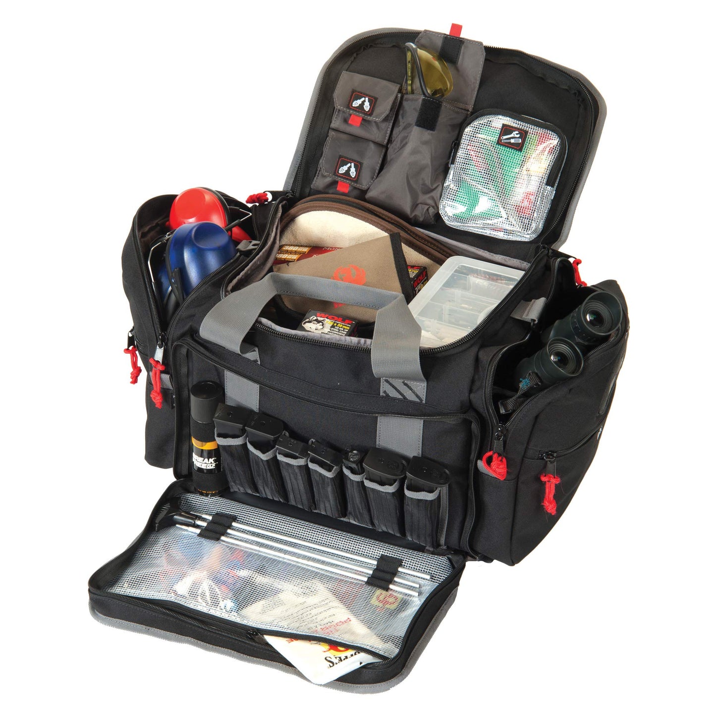 G.P.S. Large Range Bag with Lift Ports & 4 Ammo Dump Cups | Black | Durable Secure Guns, Ammo & Shooting Accessories Storage