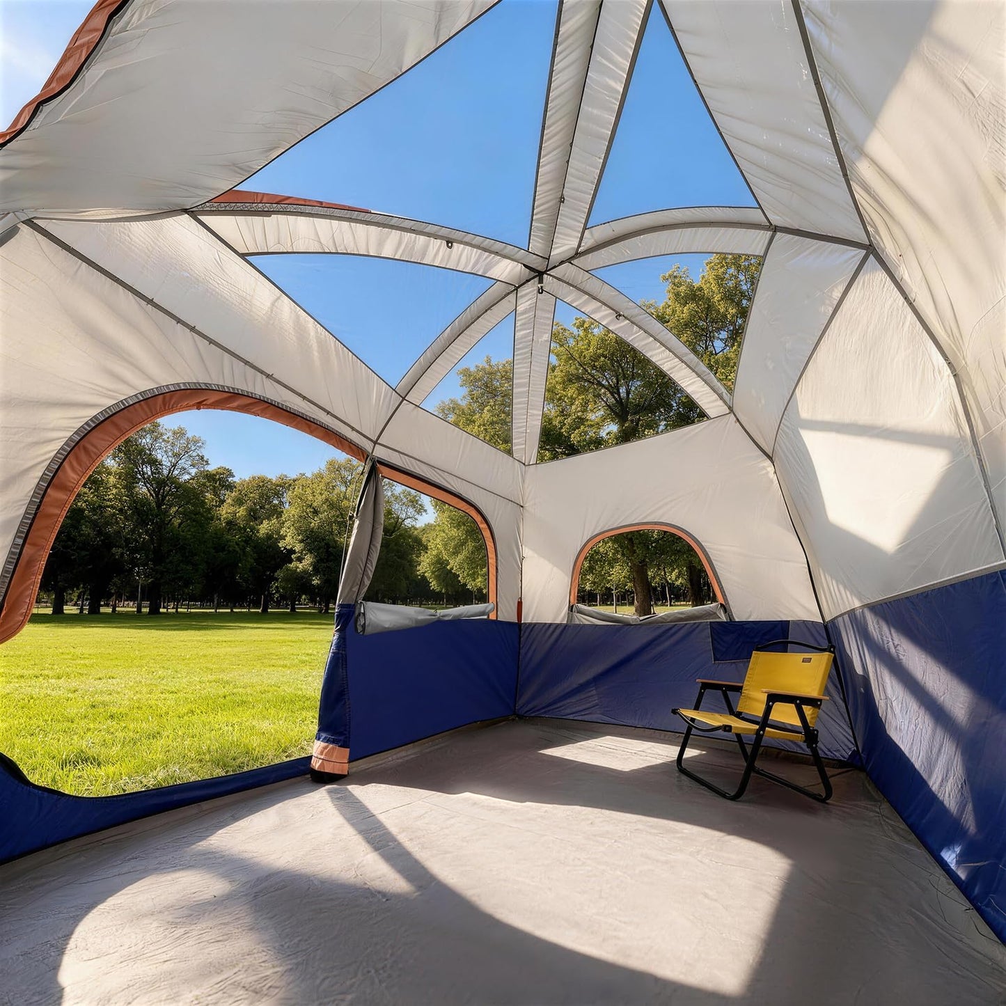 CAMPROS CP Tent-6-Person-Camping-Tents, Waterproof Windproof Family Tent with Top Rainfly, 4 Large Mesh Windows, Double Layer, Easy Set Up, Portable with Carry Bag (Navy Blue)