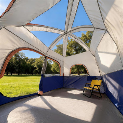 CAMPROS CP Tent-6-Person-Camping-Tents, Waterproof Windproof Family Tent with Top Rainfly, 4 Large Mesh Windows, Double Layer, Easy Set Up, Portable with Carry Bag (Navy Blue)
