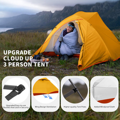 Naturehike Cloud Up 3 Person Backpacking Tent with Footprint - 3 Season Free Standing Lightweight 3 Person Camping Tent | with Footprint, Free Standing, Dome, Camping, Hiking, Waterproof