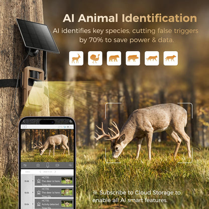 Loatos 48MP Trail Camera, AI Animal Detection Cellular Trail Camera 2K Live 4G LTE Built-in-SIM Real-Time Alert 0.1s Trigger Game Cameras with Night Vision Motion Activated Waterproof IP66 Trail Cam