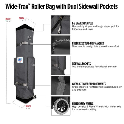 E-Z UP ES100S Instant Commercial Pop Up Canopy Tent, 10' x 10' with 3 Sidewalls, 1 Mid-Zip Sidewall and Wide-Trax Roller Bag, White