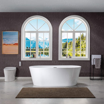 WOODBRIDGE 67" Freestanding Acylic Soaking Bathtub with White, Drain and Overflow inMatte, BTA1513-MB-Drain &O+ Pillow, Matte Black