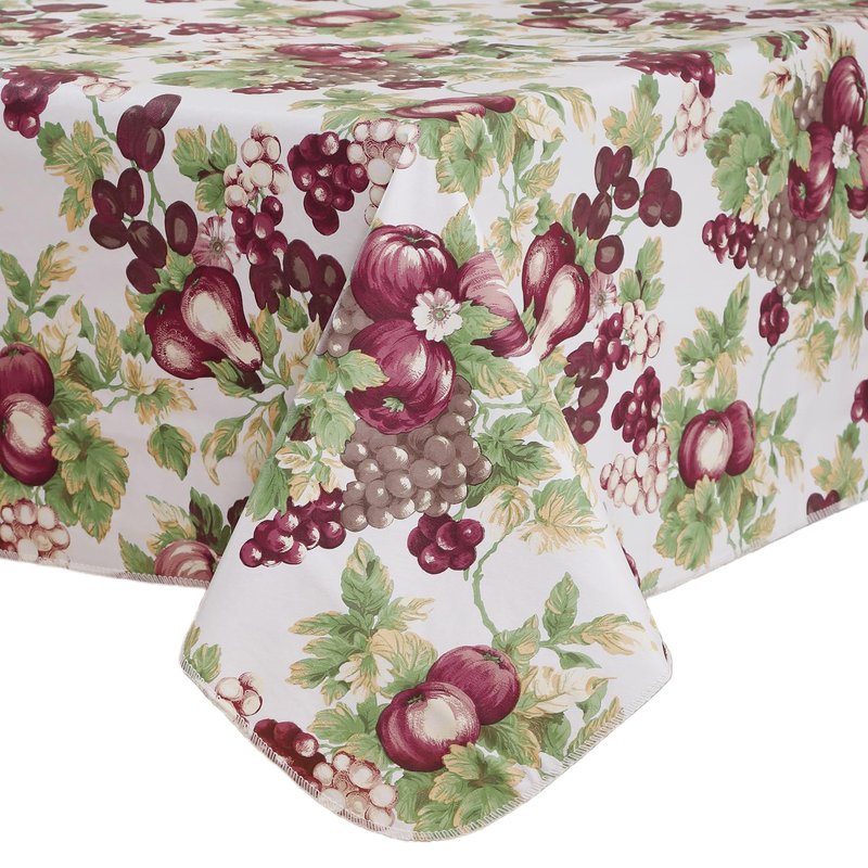 Walrus Heavy Duty Vinyl Tablecloth with Flannel Backing Waterproof Oil-Proof Plastic Table Cloth Stain-Resistant Wipeable Rectangle or Square Table Cover for Indoor and Outdoor (Fruits, 54x54 Inch)