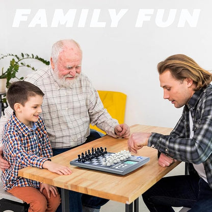 iCore Electronic Chess Set Talking Computer Chess Board 100 Preset Exercises 5 Levels 40 Famous Electronic Chess Games for Kids &amp Adults