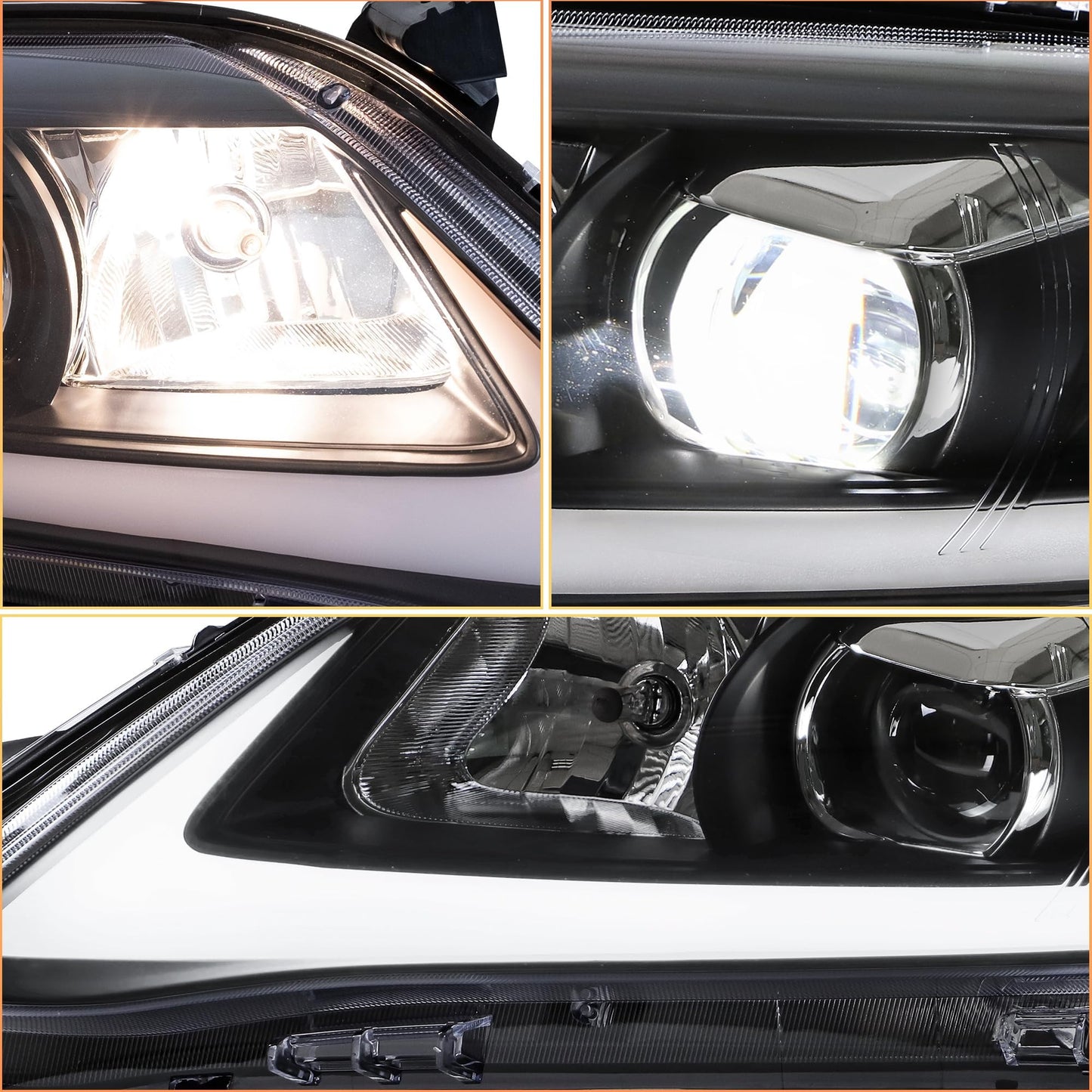 VLAND Headlights Assembly for 2010 2011 Toyota Camry Base, SE, LE, XLE Seden (US Version), Front Headlamp Assembly with Sequential Turn Signals, 1 Pair