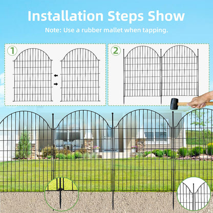 10 Panels No Dig Decorative Garden Fence for Yard, 40in (H) x 23.6ft (L) Rustproof Metal Wire Temporary Dog Fence, Animal Barrier Fencing Patio Panel Border with Temporary Ground Stakes
