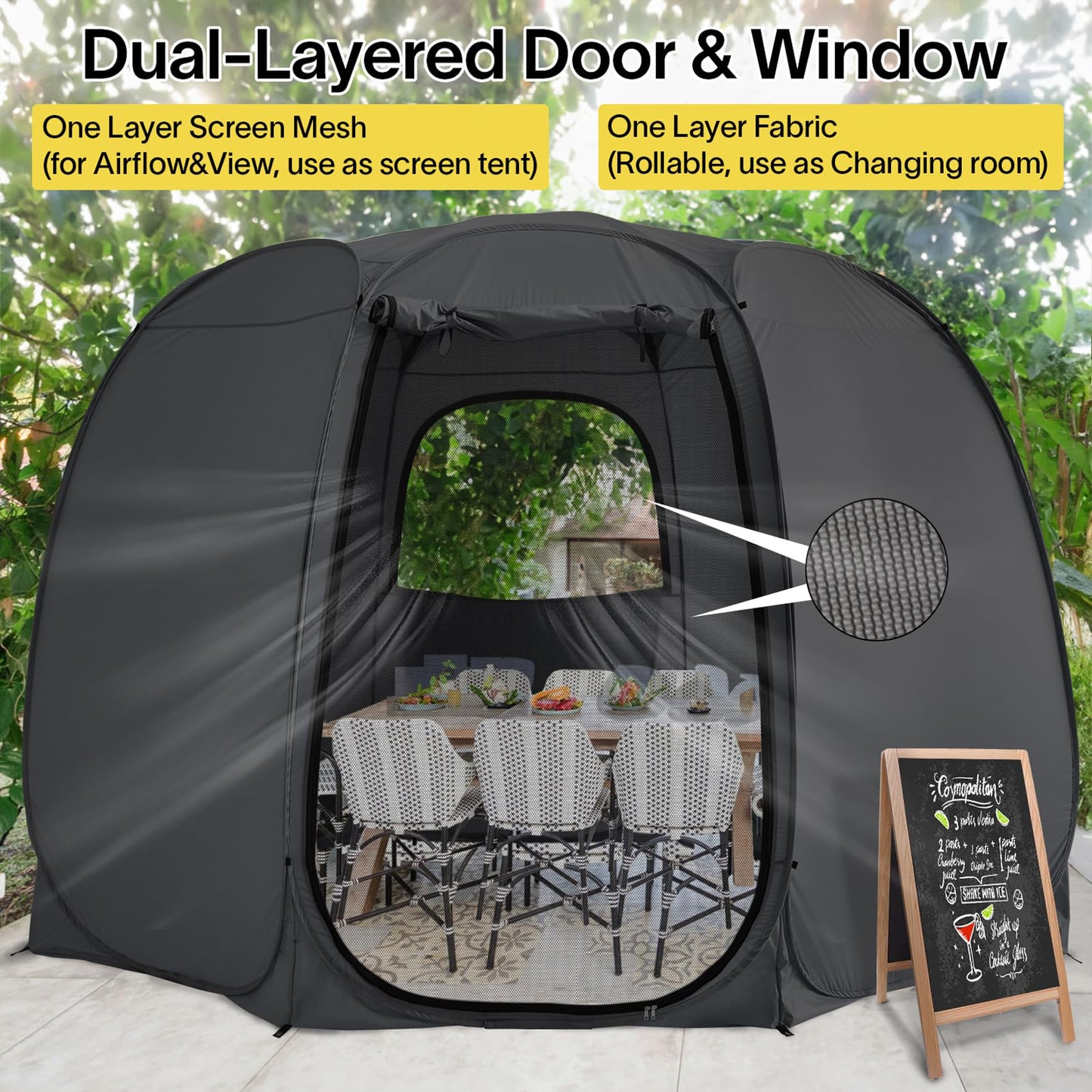 Alvantor® Pop Up Screen Tent House Room Instant Outdoor Camping Canopy Sun Shelter Gazebo for Patio, Backyard & Deck, Privacy Tent(2-10 People, 8'x8' 10'x10' 12'x12')