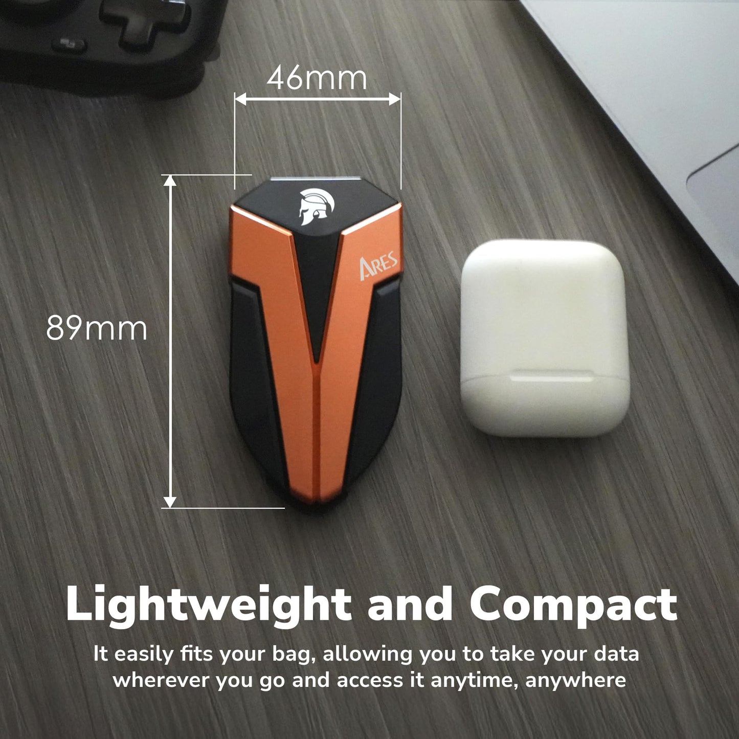 DATO 1TB External SSD, ARES Amber Shield Portable SSD w/LED, Up to 1600/1500 MB/s, OTG-Supported, IP67 Waterproof USB 3.2 Gen 2x2 Type C Rugged External Solid State Drive