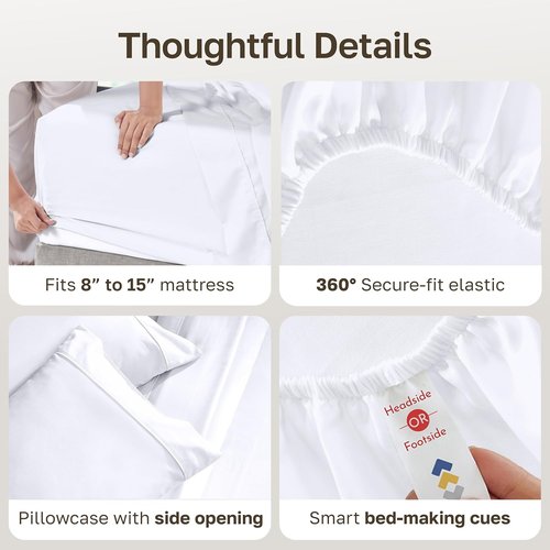 California Design Den Twin Sheet Set - 100% Soft Cotton, 400 Thread Count, Silky Smooth & Breathable - White