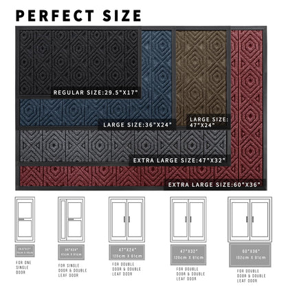 Yimobra Door Mat, Outdoor Indoor Entrance Welcome Mat, Heavy Entry Front Door Mat, Stain & Fade Resistant, Low Profile, Sturdy Rubber, Easy Clean Patio Floor Mat, Waterproof, 60 x 36,Blue