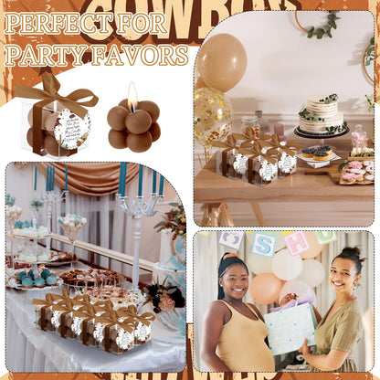 MTLEE 24 Sets Cowboy Baby Shower Favors Small Bubble Candle Baby Shower Favors for Guests Tea Candles Bulk with Stylish Ribbons Cards Gifts Party Decorations